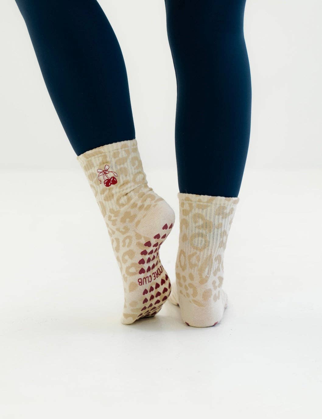 TCC Light Cheetah Cherry Sock | Pilates & Barre Grippy Socks