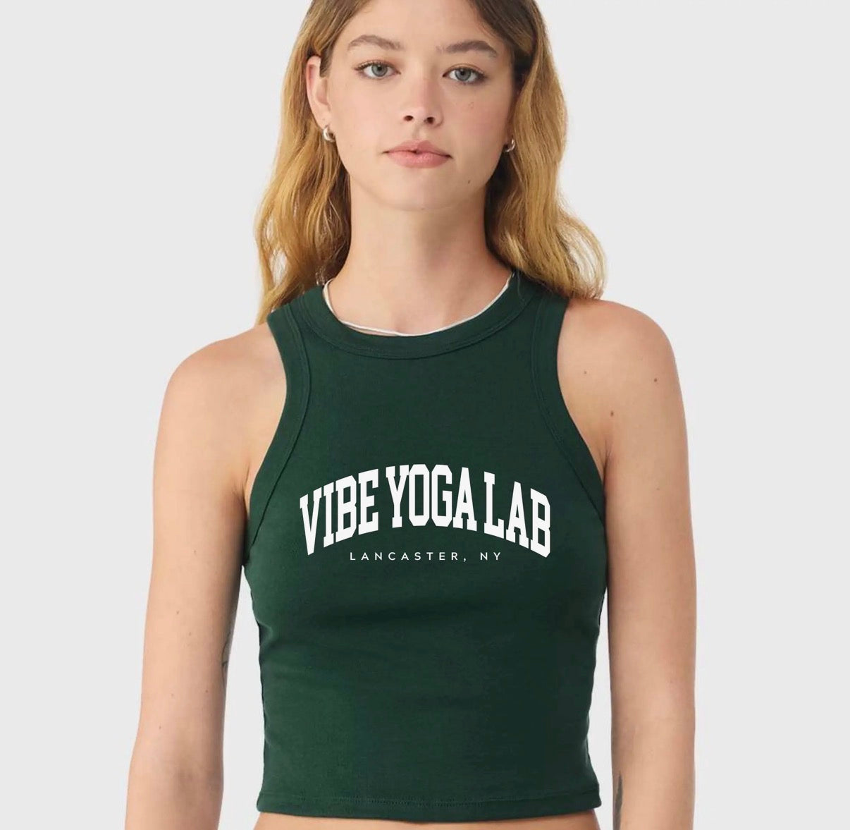 VIBE YOGA LAB Women's Micro Rib Racer Tank