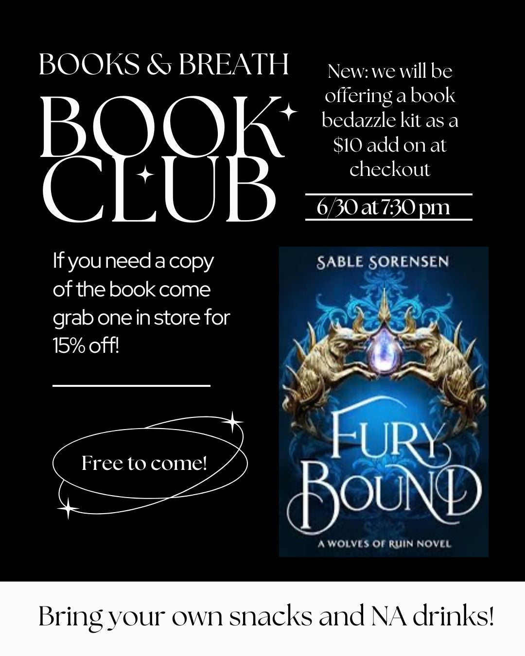 Fury Bound by Sable Sorensen - Book Club Meeting 6/30/26 7:30 pm