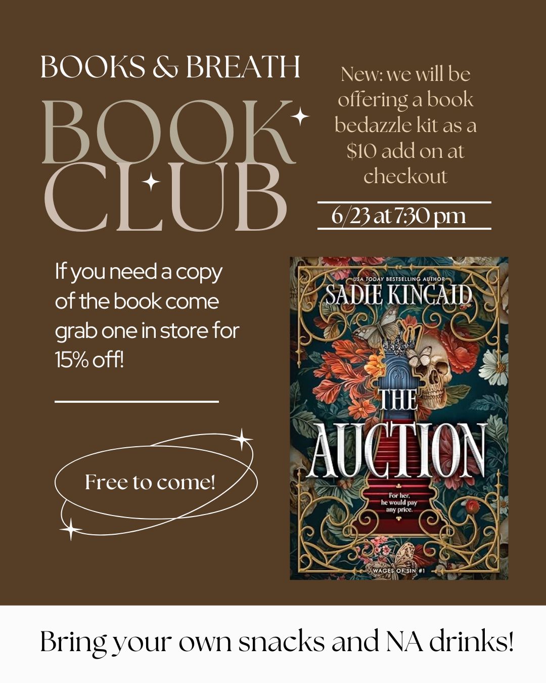 The Auction by Sadie Kincaid - Book Club Meeting 6/23/26 7:30 pm