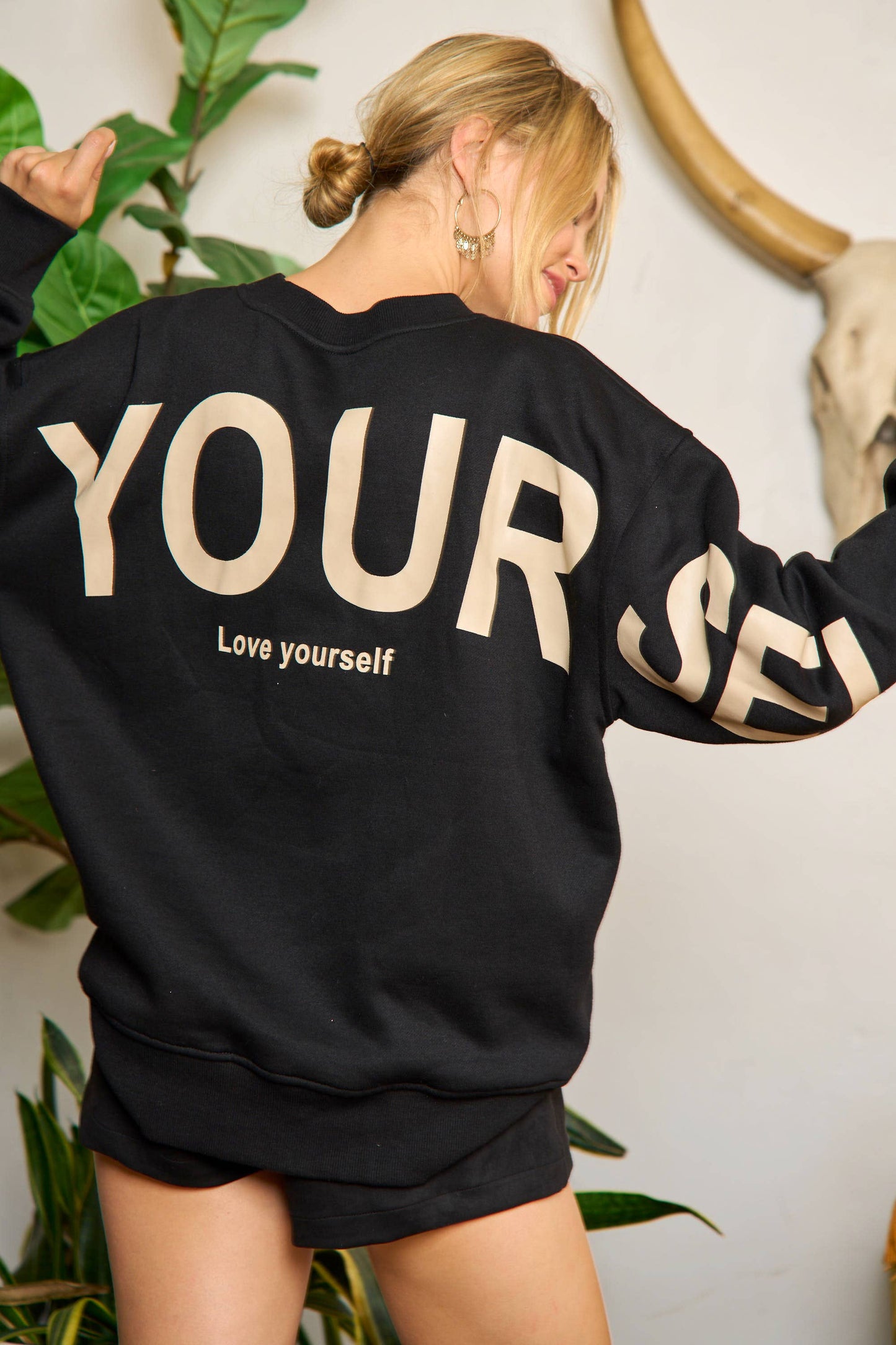Be Yourself Love Yourself Printed Oversized Sweatshirt-PINK PRE ORDER
