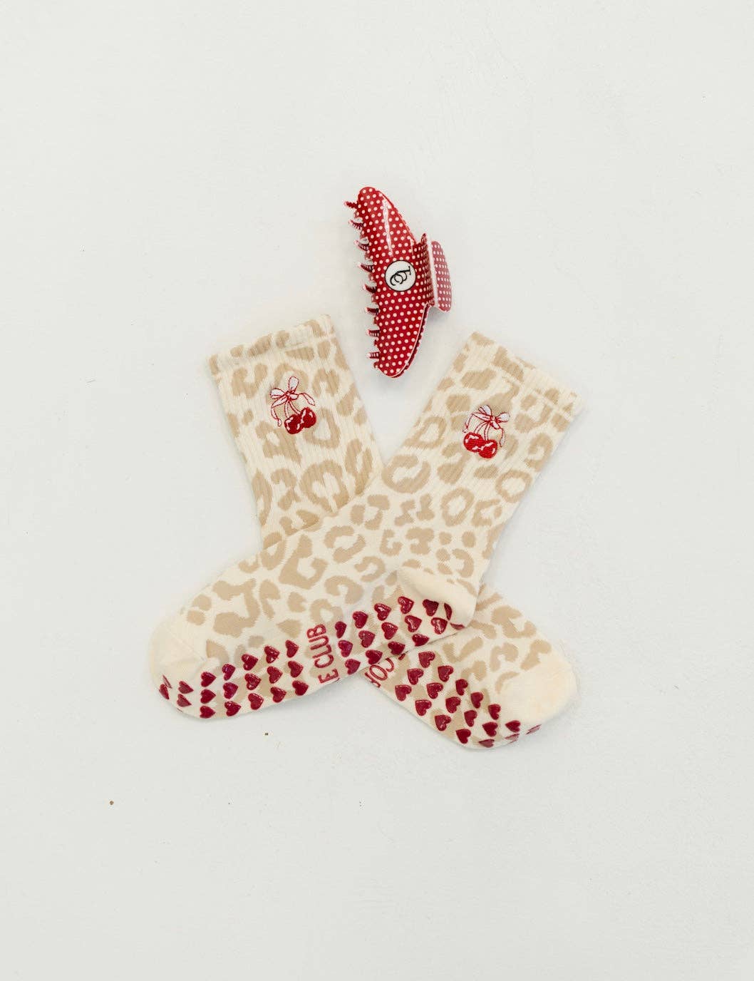 TCC Light Cheetah Cherry Sock  | Pilates & Barre Grippy Socks