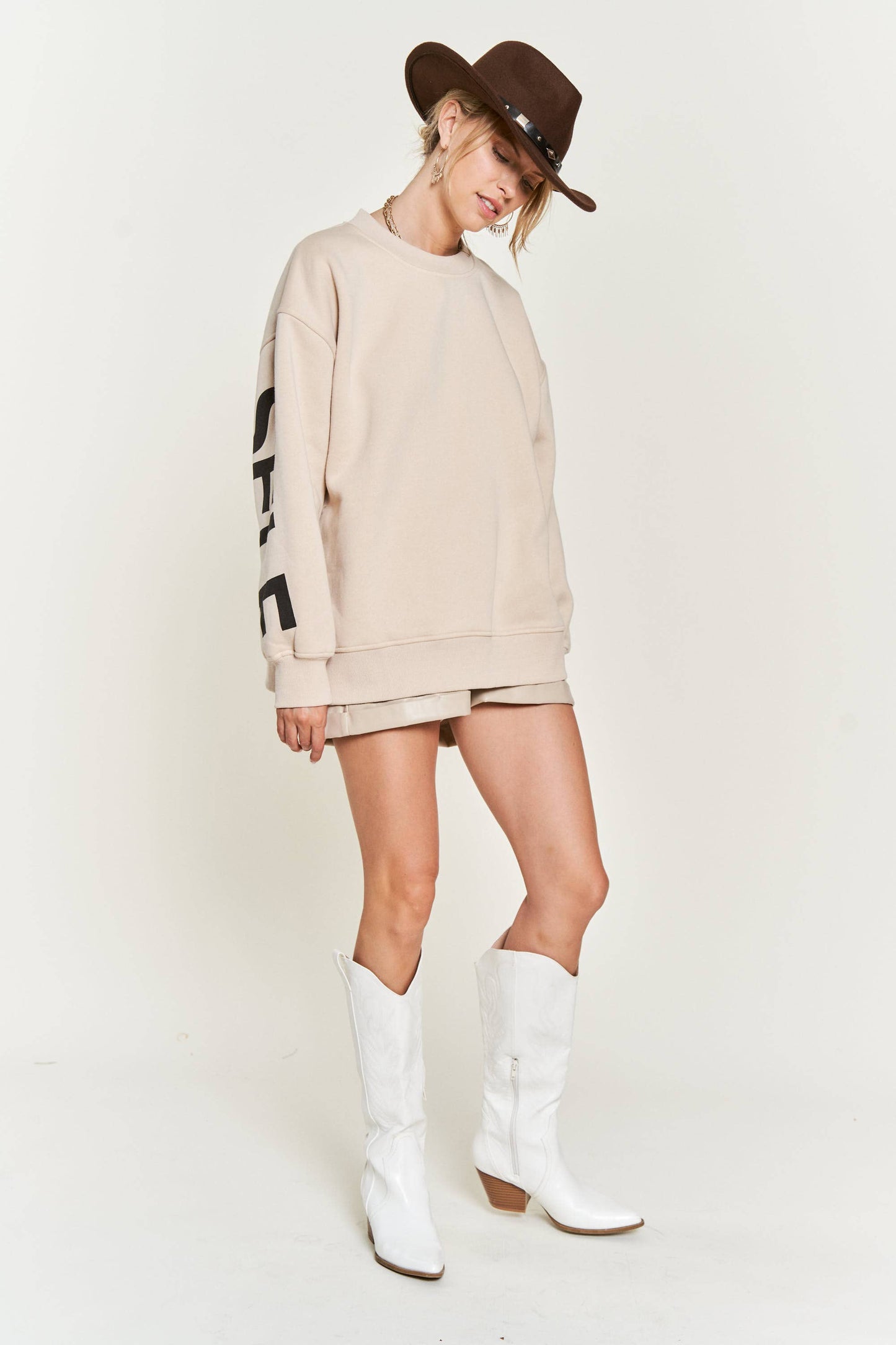 Be Yourself Love Yourself Printed Oversized Sweatshirt-PINK PRE ORDER