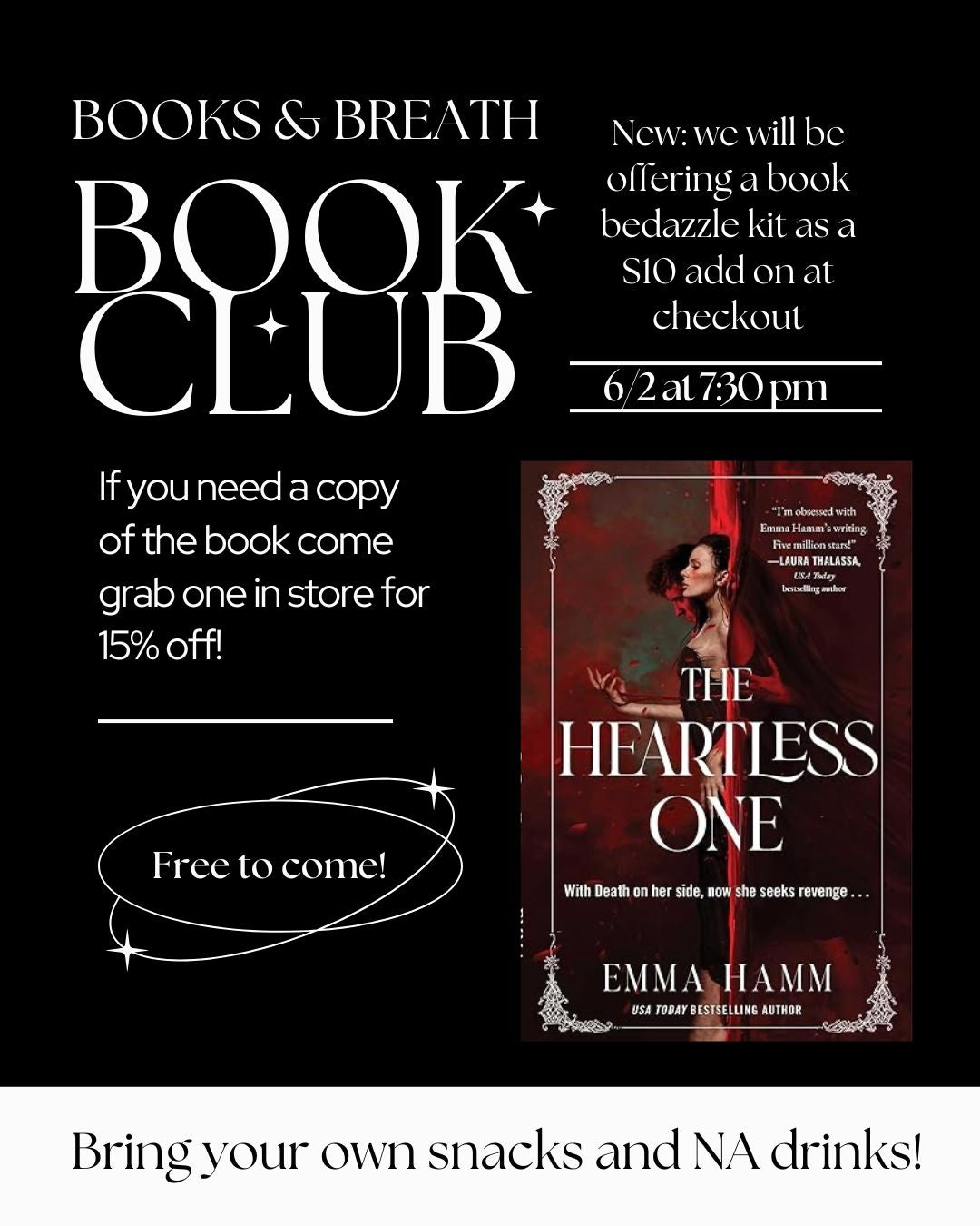 The Heartless One by Emma Hamm - Book Club Meeting 6/2/26 7:30 pm