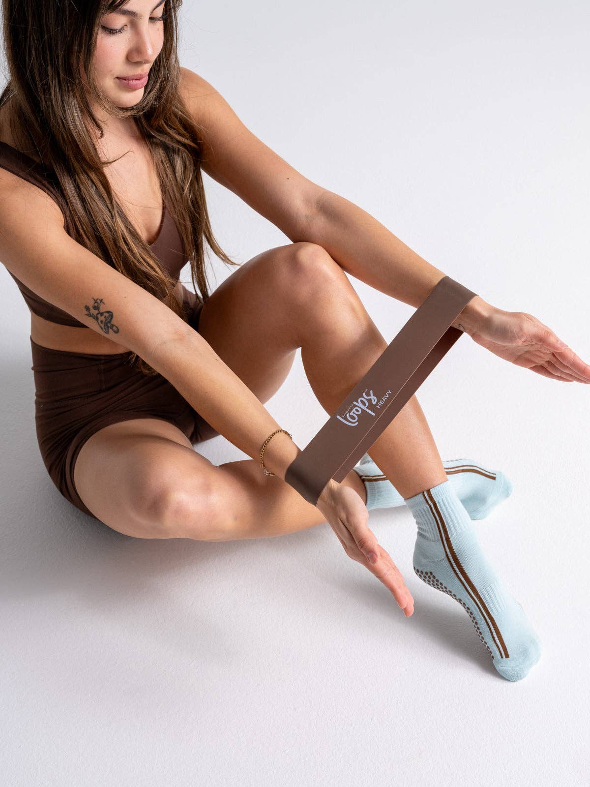 Quarter Socks - Retro Stripe Baby Blue